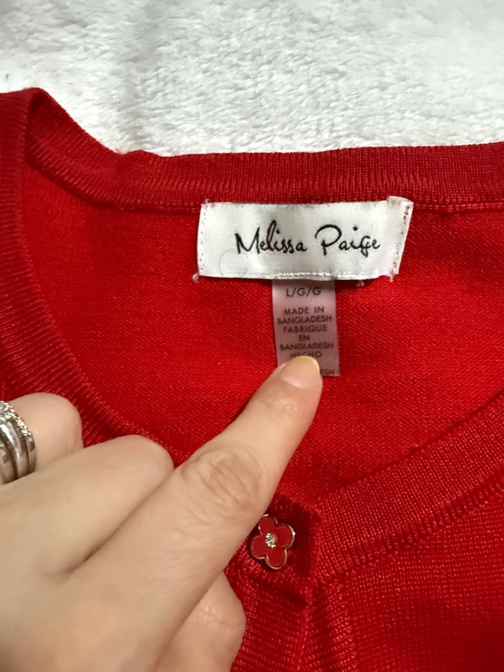 Melissa Paige Red Women's Cardigan Sweater - Picture 5 of 6